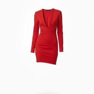 PrettyLittleThing Bold Red Long Sleeve Dress